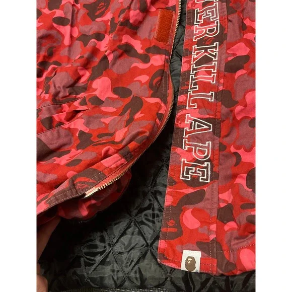 Vintage 2000s BOOT A Bathing Ape Bape Snowboarding Jacket Army Camo 2XL VTG Red - Picture 3 of 10